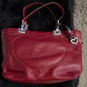 Brighton Red Heart Accent Leather Handbag-Authentic 💯